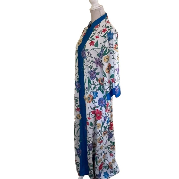 Evelyn Pearson Floral with Blue Accents Vintage Robe/Caftan M - Picture 7 of 11